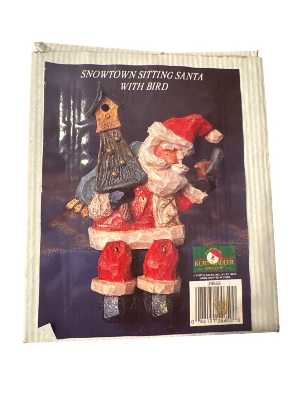 Kurt S Adler Snowtown Sitting Santa With Bird Dangling Legs Shelf Sitter w/Box - Picture 3 of 14
